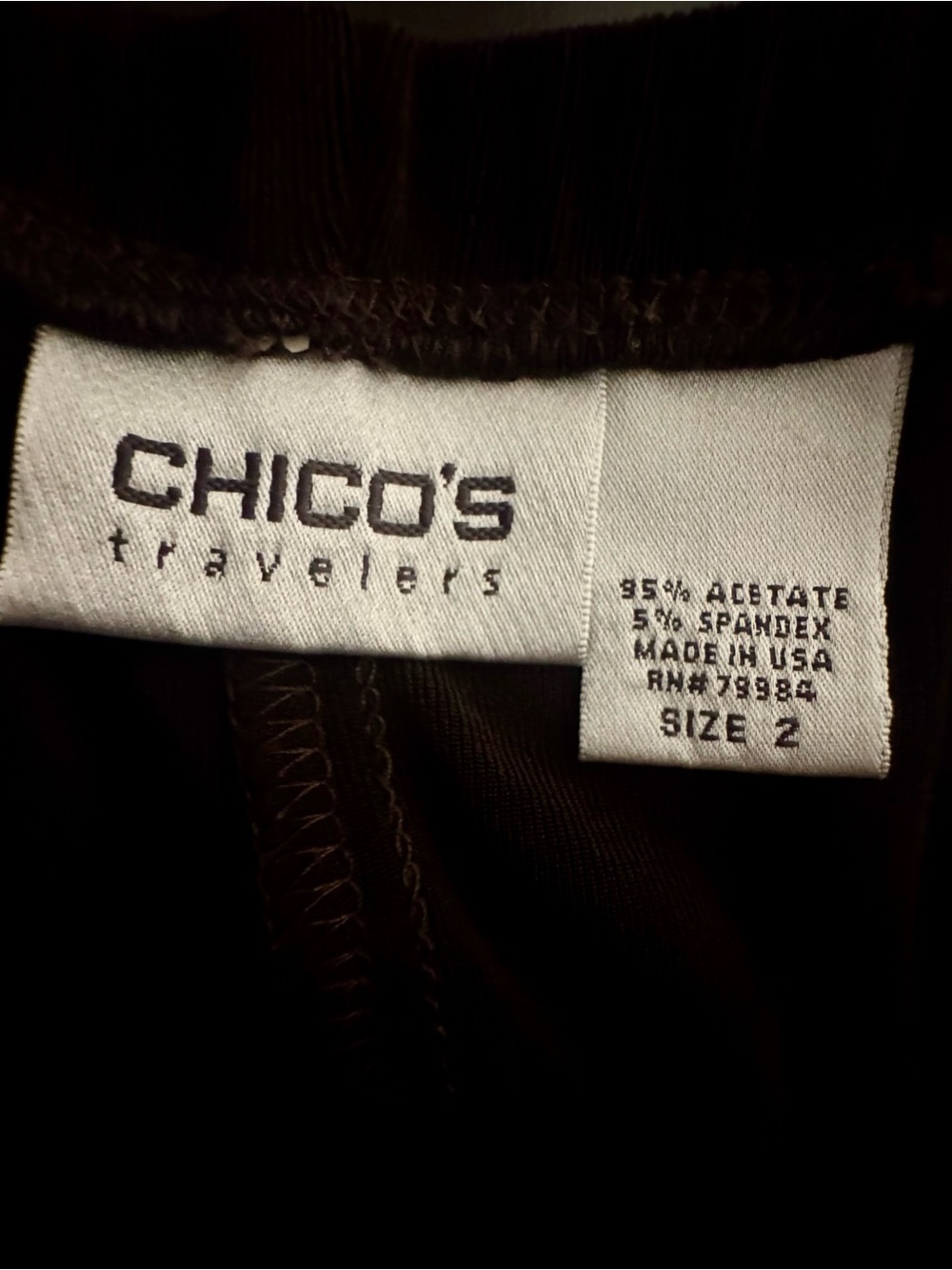 Chico’s Travelers Black Pull-On Stretch Pants Size 2 = Large Wrinkle Resistant - Picture 3 of 3